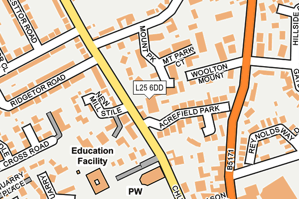 L25 6DD map - OS OpenMap – Local (Ordnance Survey)