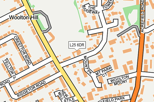 L25 6DR map - OS OpenMap – Local (Ordnance Survey)