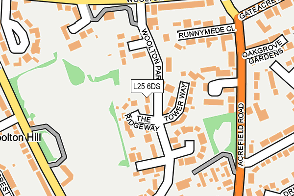 L25 6DS map - OS OpenMap – Local (Ordnance Survey)