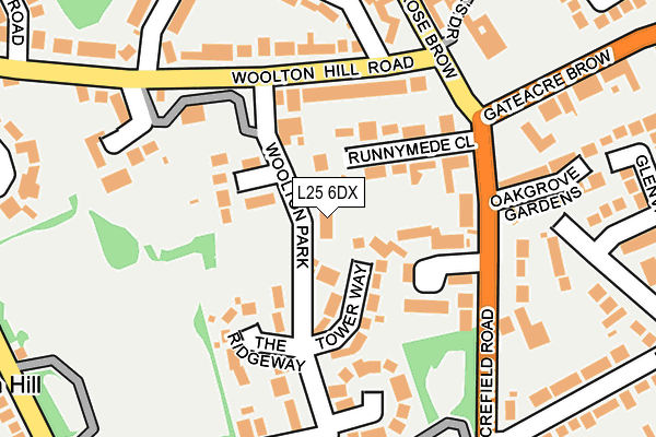 L25 6DX map - OS OpenMap – Local (Ordnance Survey)