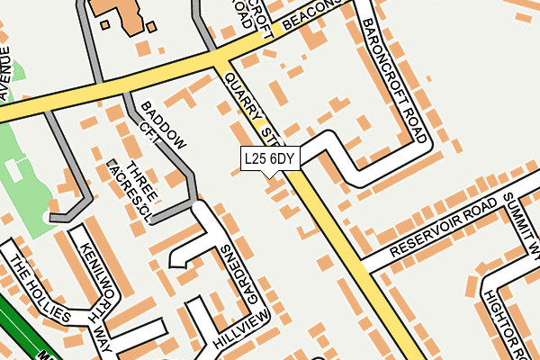 L25 6DY map - OS OpenMap – Local (Ordnance Survey)