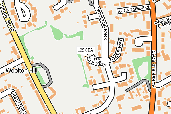 L25 6EA map - OS OpenMap – Local (Ordnance Survey)