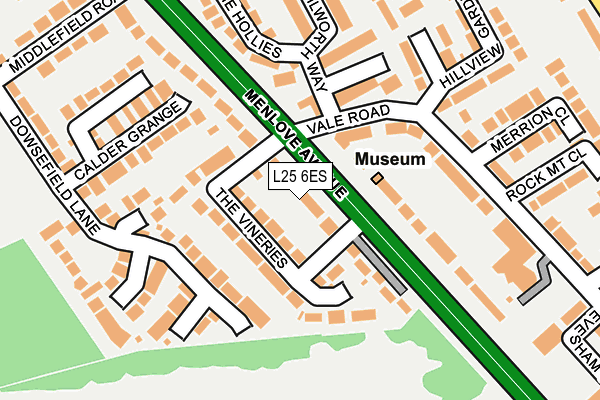 L25 6ES map - OS OpenMap – Local (Ordnance Survey)