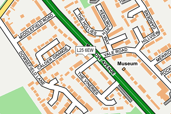 L25 6EW map - OS OpenMap – Local (Ordnance Survey)