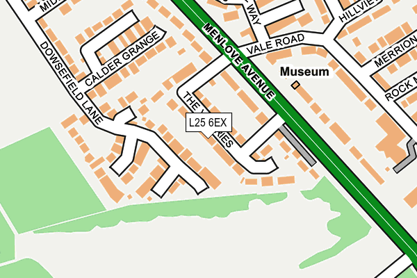 L25 6EX map - OS OpenMap – Local (Ordnance Survey)
