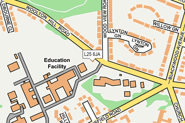 L25 6JA map - OS OpenMap – Local (Ordnance Survey)