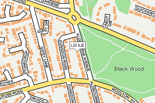 L25 6JE map - OS OpenMap – Local (Ordnance Survey)