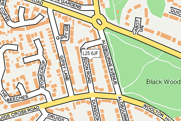 L25 6JF map - OS OpenMap – Local (Ordnance Survey)