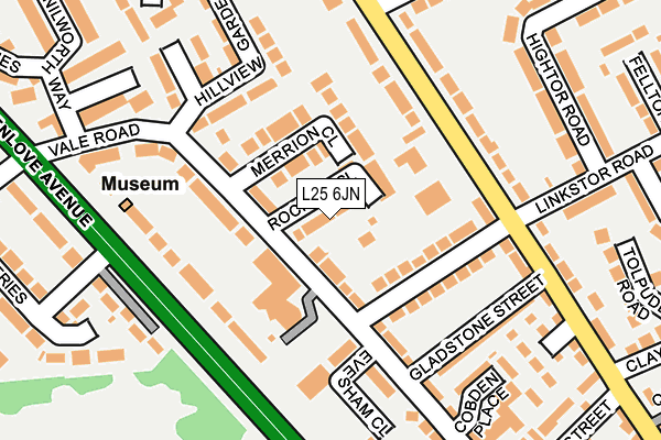 L25 6JN map - OS OpenMap – Local (Ordnance Survey)