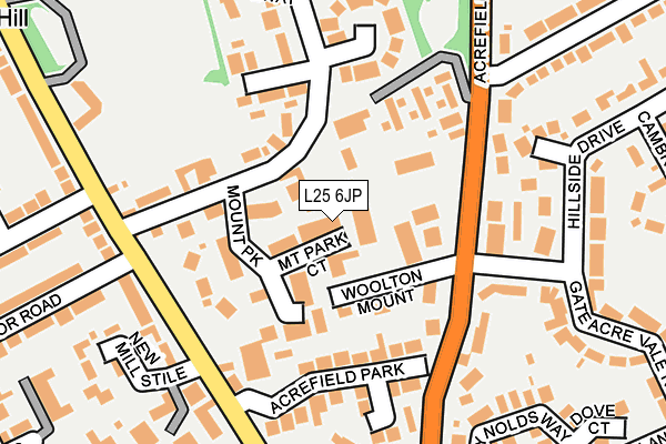 L25 6JP map - OS OpenMap – Local (Ordnance Survey)