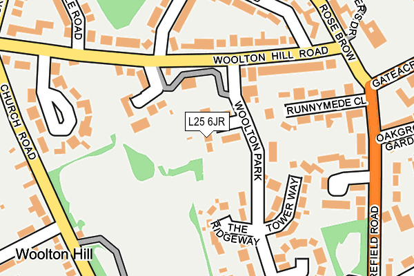 L25 6JR map - OS OpenMap – Local (Ordnance Survey)