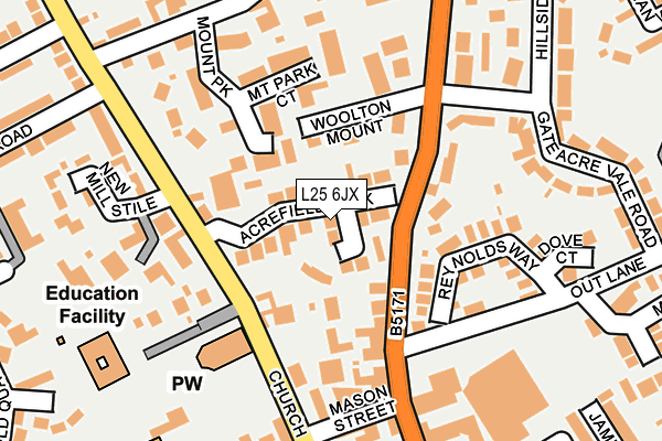 L25 6JX map - OS OpenMap – Local (Ordnance Survey)