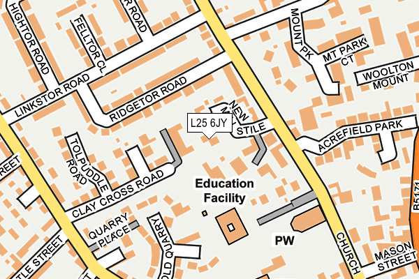 L25 6JY map - OS OpenMap – Local (Ordnance Survey)