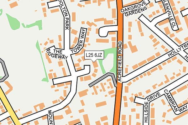 L25 6JZ map - OS OpenMap – Local (Ordnance Survey)
