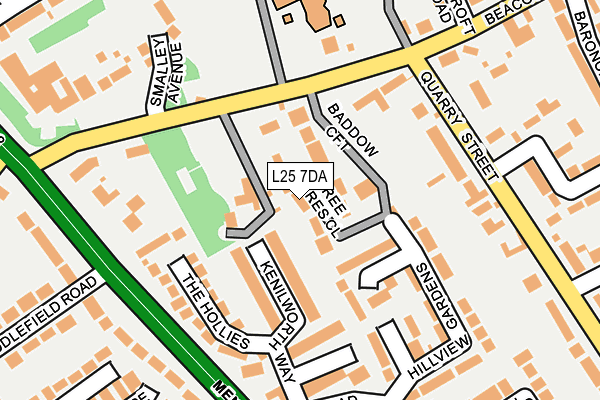 L25 7DA map - OS OpenMap – Local (Ordnance Survey)