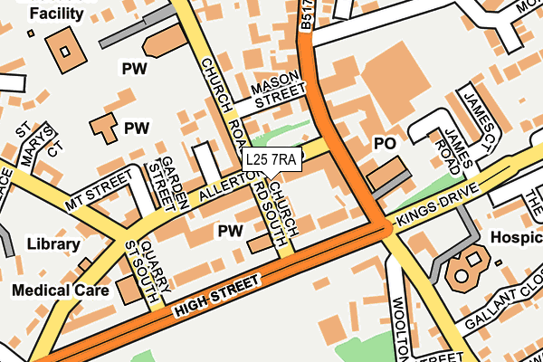 L25 7RA map - OS OpenMap – Local (Ordnance Survey)