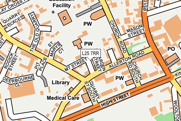 L25 7RR map - OS OpenMap – Local (Ordnance Survey)