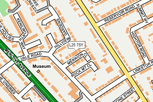 L25 7SY map - OS OpenMap – Local (Ordnance Survey)
