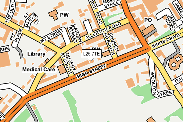 L25 7TE map - OS OpenMap – Local (Ordnance Survey)