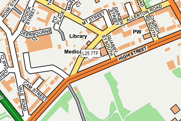 L25 7TF map - OS OpenMap – Local (Ordnance Survey)