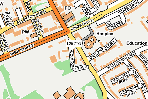 L25 7TG map - OS OpenMap – Local (Ordnance Survey)