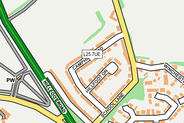 L25 7UE map - OS OpenMap – Local (Ordnance Survey)