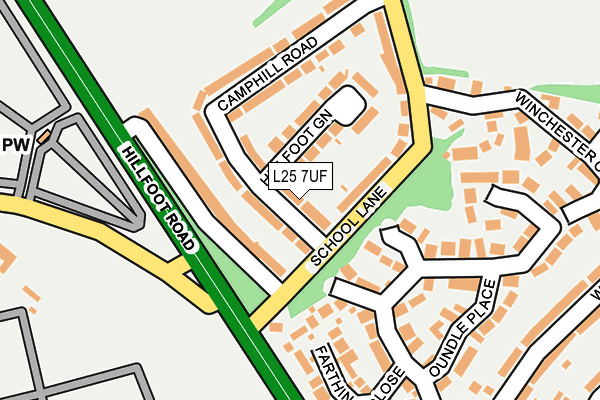 L25 7UF map - OS OpenMap – Local (Ordnance Survey)