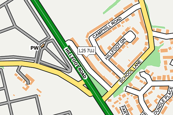 L25 7UJ map - OS OpenMap – Local (Ordnance Survey)