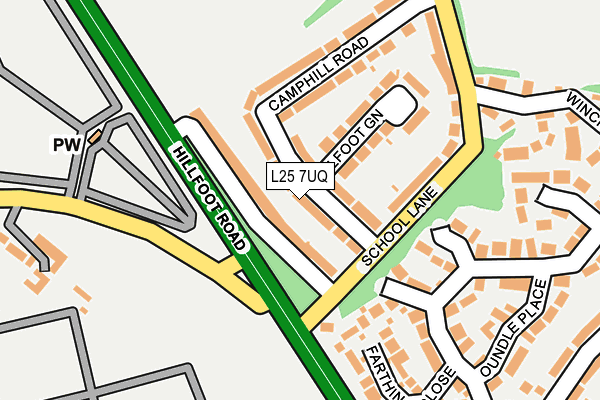 L25 7UQ map - OS OpenMap – Local (Ordnance Survey)