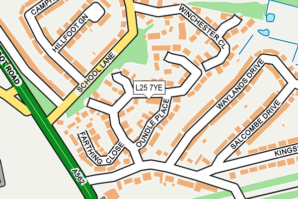 L25 7YE map - OS OpenMap – Local (Ordnance Survey)