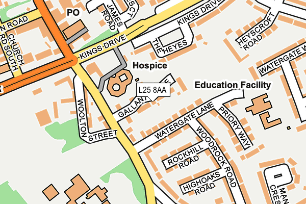 L25 8AA map - OS OpenMap – Local (Ordnance Survey)