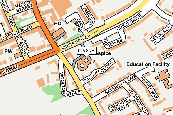 L25 8QA map - OS OpenMap – Local (Ordnance Survey)