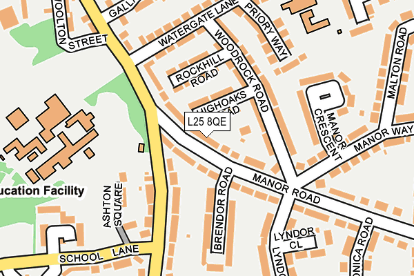 L25 8QE map - OS OpenMap – Local (Ordnance Survey)