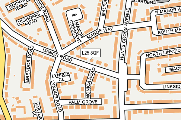 L25 8QF map - OS OpenMap – Local (Ordnance Survey)