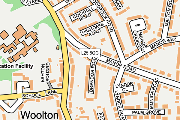 L25 8QG map - OS OpenMap – Local (Ordnance Survey)