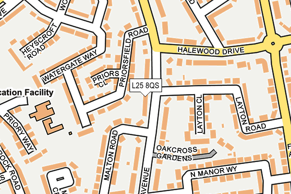 L25 8QS map - OS OpenMap – Local (Ordnance Survey)