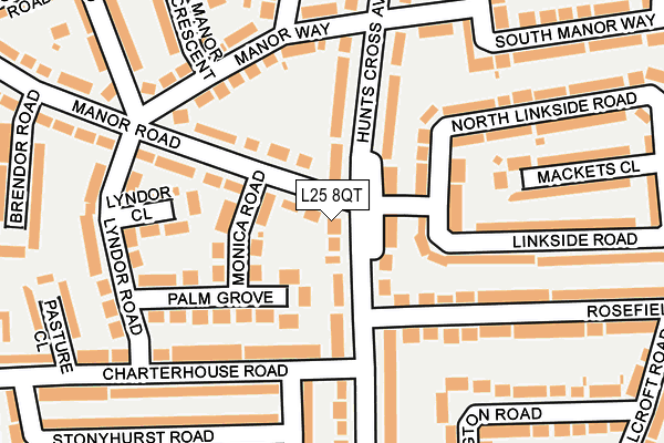 L25 8QT map - OS OpenMap – Local (Ordnance Survey)