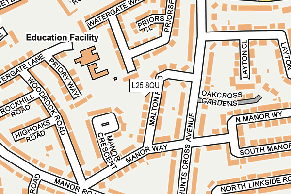 L25 8QU map - OS OpenMap – Local (Ordnance Survey)