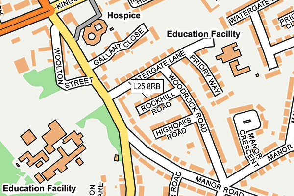 L25 8RB map - OS OpenMap – Local (Ordnance Survey)