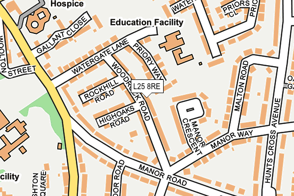 L25 8RE map - OS OpenMap – Local (Ordnance Survey)