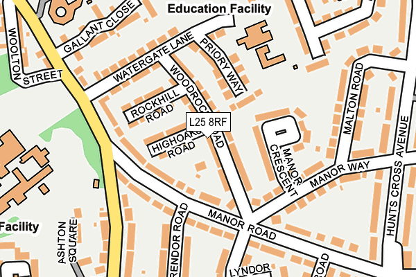 L25 8RF map - OS OpenMap – Local (Ordnance Survey)