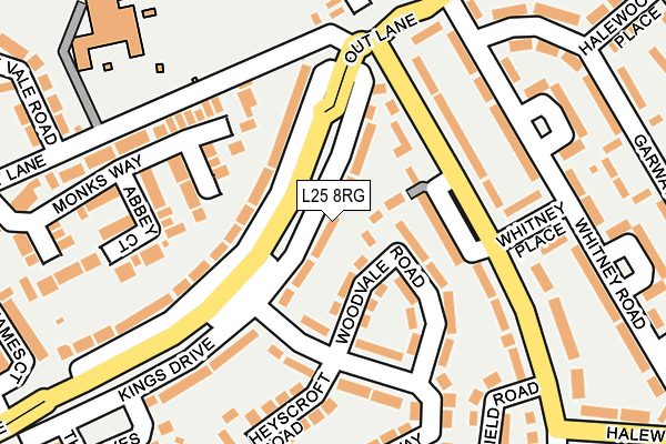 L25 8RG map - OS OpenMap – Local (Ordnance Survey)