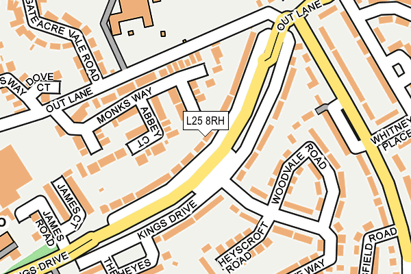 L25 8RH map - OS OpenMap – Local (Ordnance Survey)