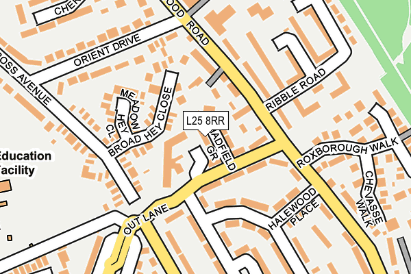 L25 8RR map - OS OpenMap – Local (Ordnance Survey)