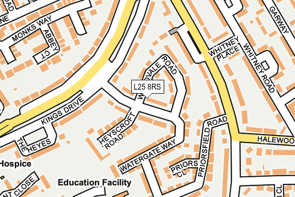 L25 8RS map - OS OpenMap – Local (Ordnance Survey)