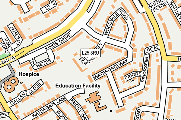 L25 8RU map - OS OpenMap – Local (Ordnance Survey)