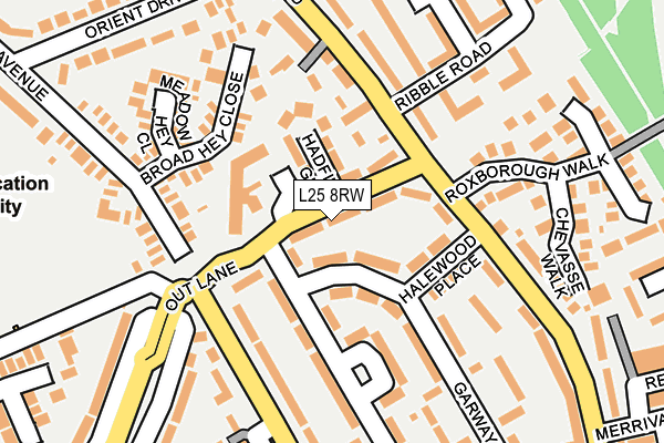 L25 8RW map - OS OpenMap – Local (Ordnance Survey)