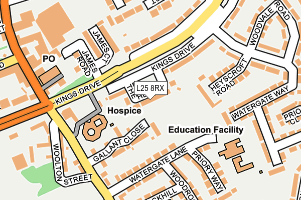 L25 8RX map - OS OpenMap – Local (Ordnance Survey)