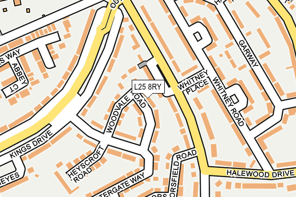 L25 8RY map - OS OpenMap – Local (Ordnance Survey)