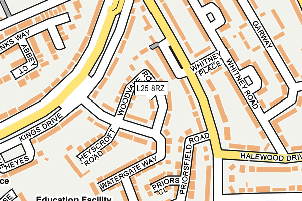 L25 8RZ map - OS OpenMap – Local (Ordnance Survey)